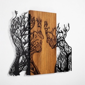 Πίνακας από ξύλο και μέταλλο Tree Καρυδί 58x70 cm - Img 5