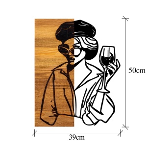 Πίνακας από ξύλο και μέταλλο Woman Μαύρο 39x3x50 cm - Img 5