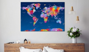 Πίνακας από φελλό - World Map: Artistic Fantasy 120x80 cm - Img 2