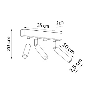 Πλαφονιέρα Eyetech, Μαύρη, 35x3x20 cm - Img 2