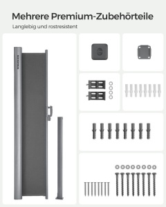 Πλευρική τέντα, Songmics, 180 x 350 cm, Γκρι - Img 5