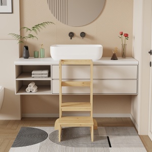 Πύργος εκμάθησης για παιδιά από ξύλο Montessori Chiquel Natural 45.7x51x90 cm - Img 4