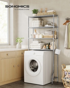 Ραφιέρα μπάνιου πάνω από WC Songmics Γκρι 83x30x179 cm - Img 2