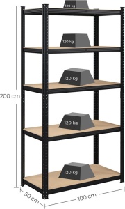 Ράφι Songmics, 5 Ράφια, 50 x 100 x 200 cm, GLR050B01 - Img 2