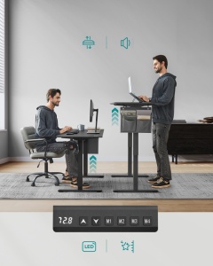 Ρυθμιζόμενο γραφείο Songmics Μαύρο 140x60x120 cm - Img 3