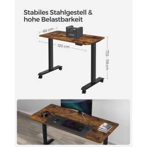 Ρυθμιζόμενο γραφείο Songmics Φυσικό 120x60x119 cm - Img 6