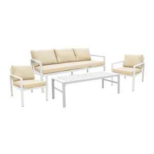 Σετ κήπου 4 τεμαχίων Gardenly, Λευκό, 68.5x175x72 cm - Img 2