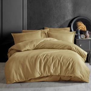 Σετ κλινοσκεπασμάτων Stripe Satin V1 Μουσταρδί (Σατέν Deluxe)