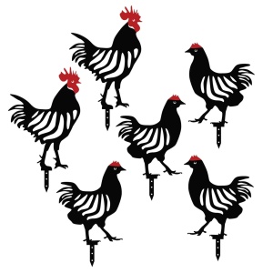 Σετ μεταλλικά διακοσμητικά αξεσουάρ κήπου Chicken Μαύρο 24x33 cm - Img 2