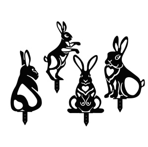 Σετ μεταλλικά διακοσμητικά αξεσουάρ κήπου Rabbits Μαύρο 22x35 cm - Img 2