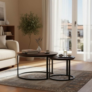 Σετ τραπεζάκια σαλονιού 2 τεμ. Solme I Καρυδί 80x80x45 cm