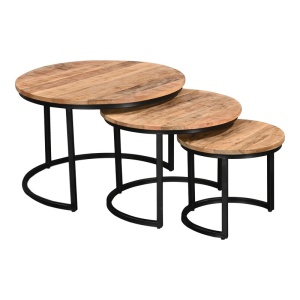 Σετ τραπεζάκια σαλονιού 3 τεμ. Frina boho Natural 70x70x45 cm - Img 2