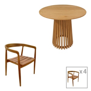 Σετ τραπεζαρίας Nooby-Kenda, Pako World, 5 τεμάχια, Φυσικό, 80x80x75 cm