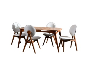 Σετ τραπέζι και καρέκλες 5 τεμάχια Touch Wooden-Κρεμ - Img 11