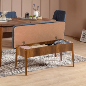 Σετ τραπέζι και καρέκλες 5 τεμάχια Vina 1048 Walnut-Dark Blue - Img 12