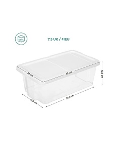 Σετ 12 κουτιά αποθήκευσης παπουτσιών, Songmics, LSP12WT, Διάφανο - Img 5