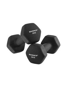 Σετ 2 αλτήρες, Songmics, 2 x 5 kg, αντιολισθητικοί, Μαύρο