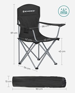 Σετ 2 καρέκλες camping, Songmics, Μαύρο, 76x51.5x95.5 cm - Img 3