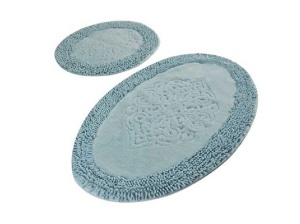 Σετ 2 πατάκια μπάνιου Piante Oval Τιρκουάζ (100% βαμβάκι)