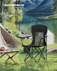 Σετ 2 τεμ. πτυσσόμενες καρέκλες camping Songmics Μαύρο 97x86.5x51.5 cm