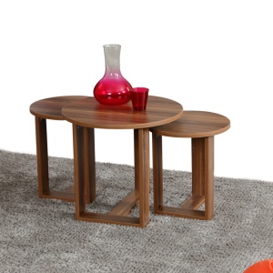 Σετ 3 βοηθητικά τραπεζάκια Mira - Walnut