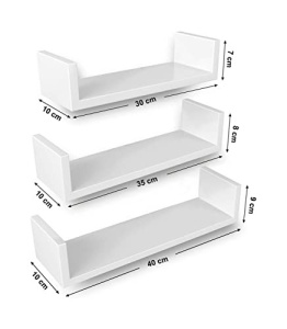Σετ 3 ράφια, Songmics, Λευκό, 40x10x9 cm - Img 3