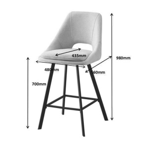 Σκαμπό μπαρ Initiate material teddy σκούρο γκρι με πόδια metalice negre 48x56x98 cm - Img 8