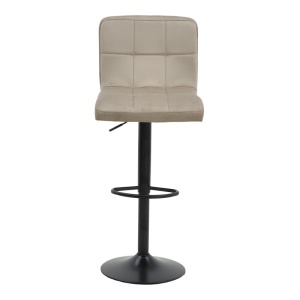 Σκαμπό μπαρ Remina ύψος ajustabila βελούδο μπεζ baza μαύρο mat 44x44x112 cm - Img 5
