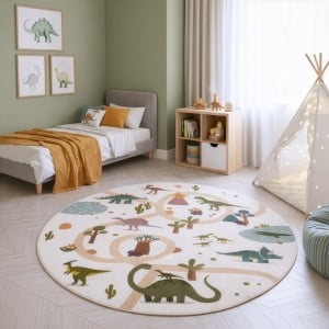 Στρογγυλό Χαλί Coco V1 Κρεμ 120x120 cm