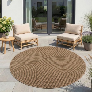 Στρογγυλό Χαλί Timber V1 Μπεζ 120x120 cm