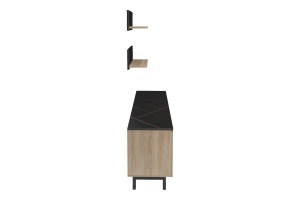 Σύνθεση TV Kasia, Δρυς-Μαύρο, 180x35x48.5 cm - Img 3