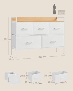 Συρταριέρα Songmics Μπεζ 98.2x29x70 cm - Img 3