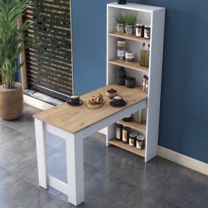 Τραπέζι κουζίνας με ράφια JA102 Καρυδί 120x153.6x53.8 cm