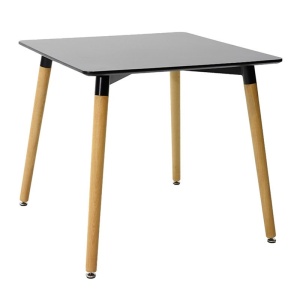 Τραπέζι Natali MDF επιφάνεια Μαύρο και πόδια naturale 80x80x76 cm