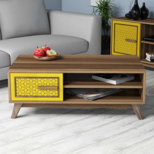Τραπεζάκι σαλονιού Ayla - Walnut, Yellow