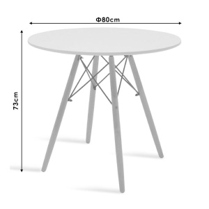 Τραπέζι Julita MDF με επιφάνεια Μαύρο και πόδια naturale 80x80x73 cm - Img 4