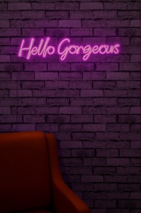 Φωτεινή Διακόσμηση Τοίχου LED Hello Gorgeous Ροζ 74x17x2 cm - Img 4