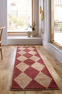 Χαλί διάδρομος Effie Diamond Jute Τερακότα 80x230 cm, Flair Rugs