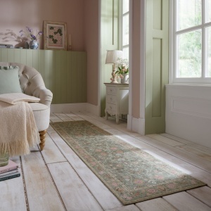 Χαλί διάδρομος Una Floral Washable Πράσινο 60x230 cm, Flair Rugs