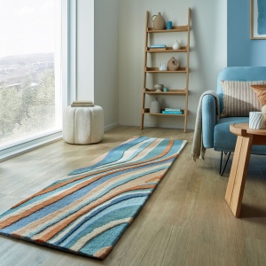Χαλί Διαδρόμου Abstract Flow Μπλε 60x230 cm, Flair Rugs