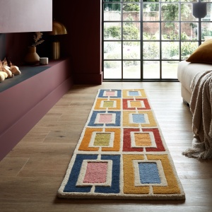 Χαλί Διαδρόμου Illusion Retro Blocks Πολύχρωμο 60X230 cm, Flair Rugs