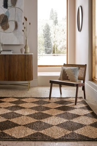 Χαλί Effie Diamond Jute Καφέ inchis 160x230 cm, Flair Rugs