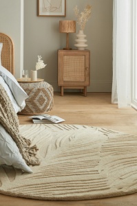 Χαλί Lino Leaf Natural 160X160 cm, rotund, Flair Rugs
