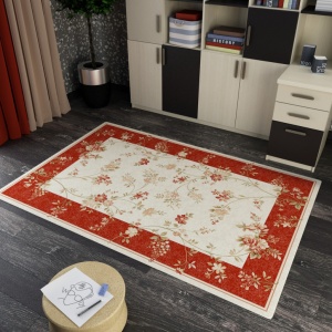 Χαλί Modern, Lotos 551, Κρεμ / Κόκκινο, 80x150 cm, 1800 gr/mp, - Img 3