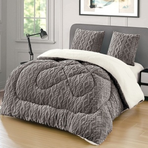 Χοντρό πάπλωμα Cocolino με γουνάκι Wave V26 Dark Grey 4.5kg, 200x230