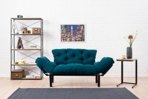 2θέσιος καναπές Nitta, Πετρόλ Μπλε