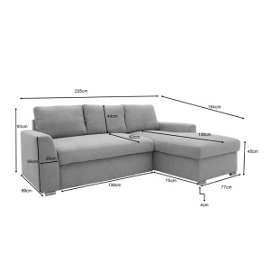 Canapea extensibila Belle, Ecru, 236x164x88 cm - Img 7