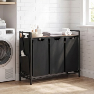 Cos de rufe Vasagle, Brenta, Negru, 87.7x33x72 cm - Img 3