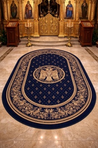 Covor biserica Oval, Lotos, Albastru, 80x150 cm, Delta 15032 810