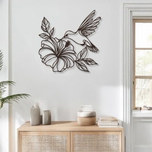 Decoratiune de perete din metal, Folou, Negru, 0.2x60x60 cm - Img 2
